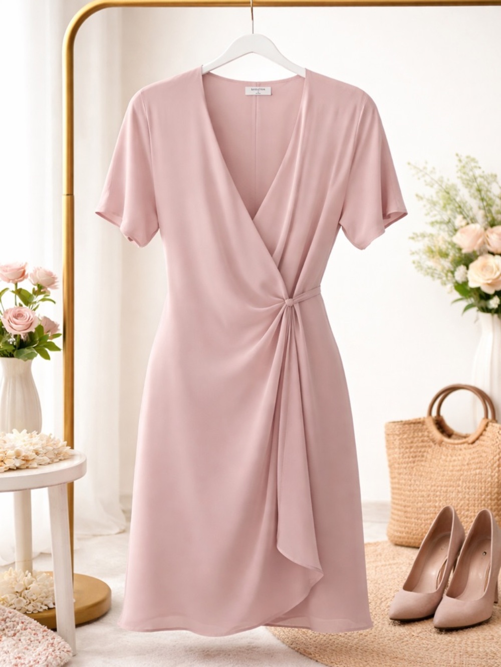 Babaton Dusty Pink Wrap Dress